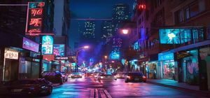 探花街拍实录视频封面，城市夜景霓虹灯下真实街头拍摄场景
